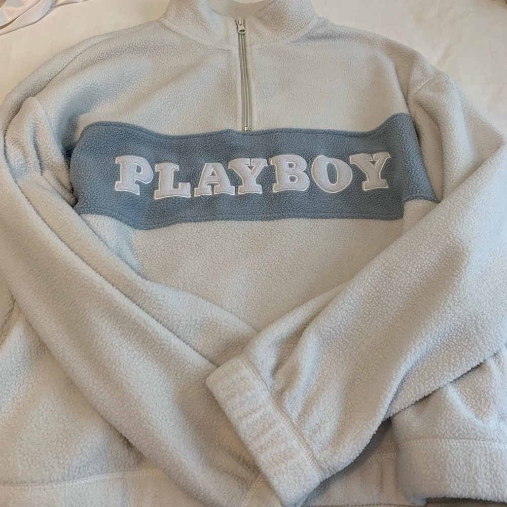 PLAYBOY teddy material half zip sweater